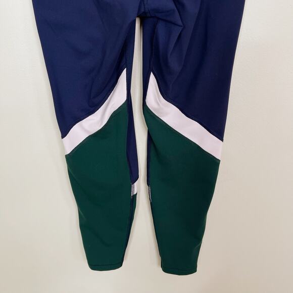Old Navy Elevate Ankle Zip Colorblock Leggings Navy Blue Green Pink Small Womens - Picture 6 of 8